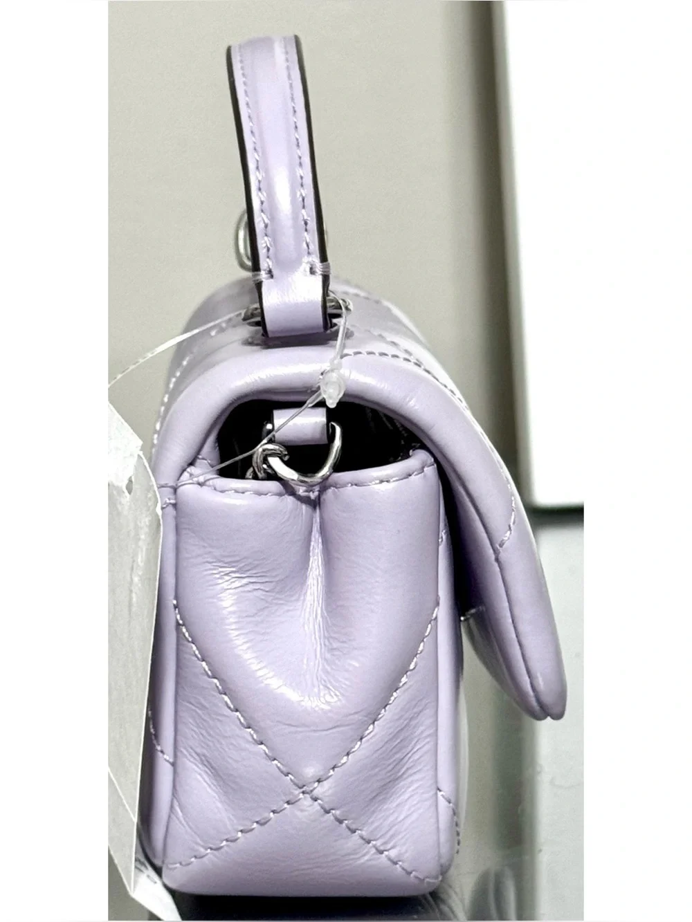 TORY BURCH MINI KIRA DIAMOND QUILT CLOVER CHAIN WALLET, PURPLE HEATHER
